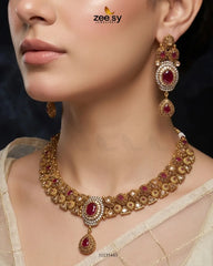 Zeesy-Artisan Oval Stone Bridal Set