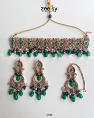 Aura Necklace Set Green - Zeesy Jewellery