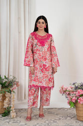 BK Clothings Stitched 2 Piece Lawn Collection-Pink Glam