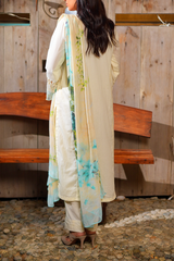 Chameli Studio Cream Blossom 3 Piece Unstitched Embroidered Cotton Lawn