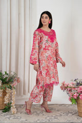 BK Clothings Stitched 2 Piece Lawn Collection-Pink Glam