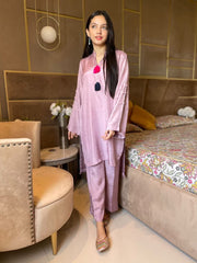 Zauk Stitched 2 Piece Collection-Lilac Two Piece Dress