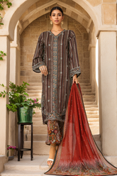 Bin Saeed Stitched 3 Piece Luxury Front Open Cutwork Collection'2025-SM-2084-Brown