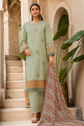 Bin Saeed Stitched 3 Piece Luxury Plain Cotton With Chiffon Dupatta Collection'2025-SMPC-1824-Pista