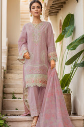 Bin Saeed Stitched 3 Piece Luxury Plain Cotton With Chiffon Dupatta Suit-SMPC-1870-Pink