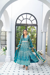 Manahils Stitched Formals Kurti 105-Teal