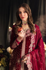 Qalamkar Unstitched 3 Piece Velvet Edit Suit-BK-02-Amara