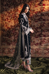 Qalamkar Unstitched 3 Piece Velvet Edit Suit-BK-03-Samira