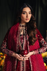 Qalamkar Unstitched 3 Piece Velvet Edit Suit-BK-04-Kesia