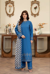 Summer Scent By Nine Needles Stitched 3 Piece Summer Collection'2025-Blue Orchid-NP-08