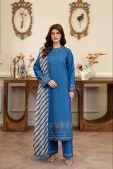 Summer Scent By Nine Needles Stitched 3 Piece Summer Collection'2025-Blue Orchid-NP-08