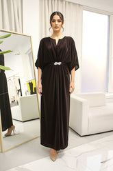Veloria By Dressline Velvet Kaftan Winter Collection'2025-veloria-stitched-cocoa-noir