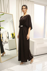 Veloria By Dressline Velvet Kaftan Winter Collection'2025-veloria-stitched-cocoa-noir