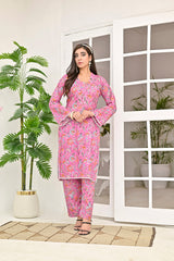 Silcot Stitched Summer Collection'2025-Blossom Grace ? Pink Floral Printed Lawn Kurta Set