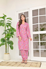 Silcot Stitched Summer Collection'2025-Blossom Grace ? Pink Floral Printed Lawn Kurta Set