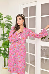 Silcot Stitched Summer Collection'2025-Blossom Grace ? Pink Floral Printed Lawn Kurta Set