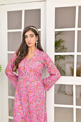 Silcot Stitched Summer Collection'2025-Blossom Grace ? Pink Floral Printed Lawn Kurta Set