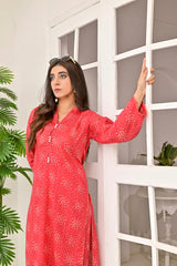 Silcot Stitched Summer Collection'2025-The Coral Sprig Kurta Set
