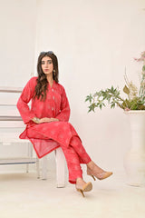 Silcot Stitched Summer Collection'2025-The Coral Sprig Kurta Set