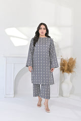 Silcot Stitched Summer Suit-Indigo Mosaic Co-ord Set