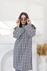 Silcot Stitched Summer Suit-Indigo Mosaic Co-ord Set