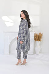 Silcot Stitched Summer Suit-Indigo Mosaic Co-ord Set