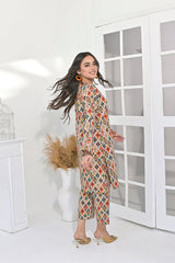 Silcot Stitched Summer Suit-Boho Chic Printed Ensemble