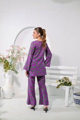Silcot Stitched Summer Collection'2025-Purple Blossom Printed Lounge Set