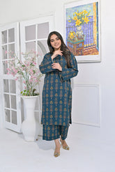 Silcot Stitched Summer Collection'2025-Elegant Teal & Gold Ensemble