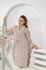 Silcot Stitched Summer Collection'2025-Soft Beige Garden Kurta Set