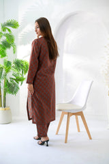 Silcot Stitched 2 Piece Summer Lawn Suit-Rust Heritage Printed Lawn Suit