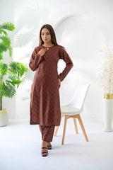 Silcot Stitched 2 Piece Summer Lawn Suit-Rust Heritage Printed Lawn Suit