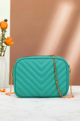 Fineur - Chevron Charm Crossbody Bag ~Sea Green