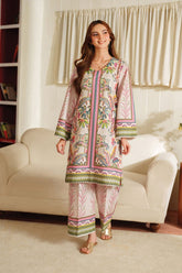 Midway Arts Stitched Summer Ballet – Pastel 2Pc Suit | Elegant Printed Co-ord Set