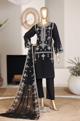 Khombi Stitched 3 Piece Summer Cotton Suit-Balochi-Black