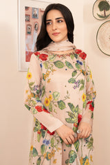 Morganite By Stitch Vibes Stitched 4 Piece Dress Suit-Beige Silk Dress
