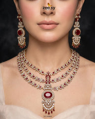 Zeesy-Bella Triple Layer Necklace Set