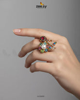 Bella Baroque Cluster Pave Ring - Zeesy Jewellery