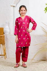 Sprinkles Stitched 2 Piece Summer Co Ord Sets Kids Collection'2025-Berry Blossom - 2pcs - Embroidered