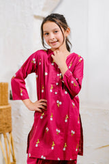 Sprinkles Stitched 2 Piece Summer Co Ord Sets Kids Collection'2025-Berry Blossom - 2pcs - Embroidered