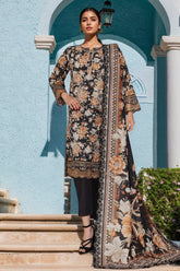 Bin Saeed Stitched 3 Piece Exc Emb Lawn Vol-02 Suit-SM-2103-Black