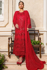 Bin Saeed Stitched 3 Piece Fancy Formals Suit-OMSC-2294-Maroon