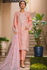 Bin Saeed Stitched 3 Piece Luxe Self & Self Suit-NSM-2248-Pink
