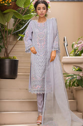 Bin Saeed Stitched 3 Piece Luxury Emb Chiffon & Organza Suit-ZEF-2195-L.Purple