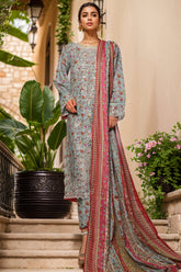 Bin Saeed Stitched 3 Piece Luxury Front Open Cutwork Vol-03 Suit-SM-2163-Sky