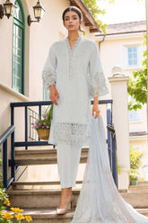 Bin Saeed Stitched 3 Piece Luxury Plain Cotton Vol-02 Collection-LF-1606-Sky