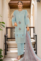 Bin Saeed Stitched 3 Piece Luxury Plain Cotton Vol-02 Collection-LF-1609-Ferozi