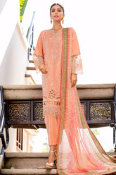 Bin Saeed Stitched 3 Piece Luxury Plain Cotton Vol-03 Collection-LF-1726-Peach