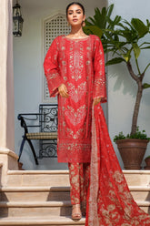 Bin Saeed Stitched 3 Piece Luxury Plain Cotton With Printed Back Vol-02 Collection'2025-NSM-2229-Orange