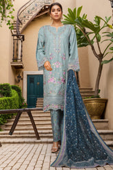 Bin Saeed Stitched 3 Piece Luxury Plain Cotton With Printed Back Vol-02 Collection'2025-NSM-2234-Ice